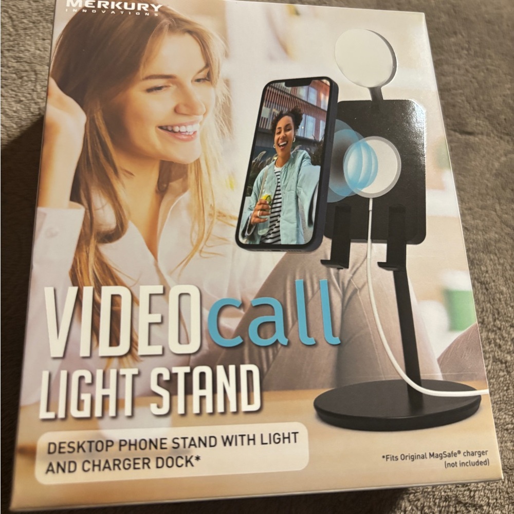 Merkury Innovations Video Call Light Stand. Desktop Phone stand and charger dock